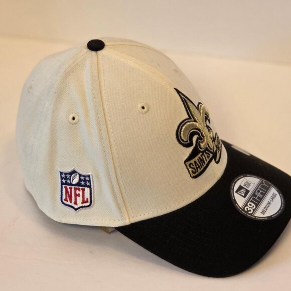 New Orleans Saints Embroidered Hat New Era 39 Thirty Off-White/Black M/L - Picture 9 of 12